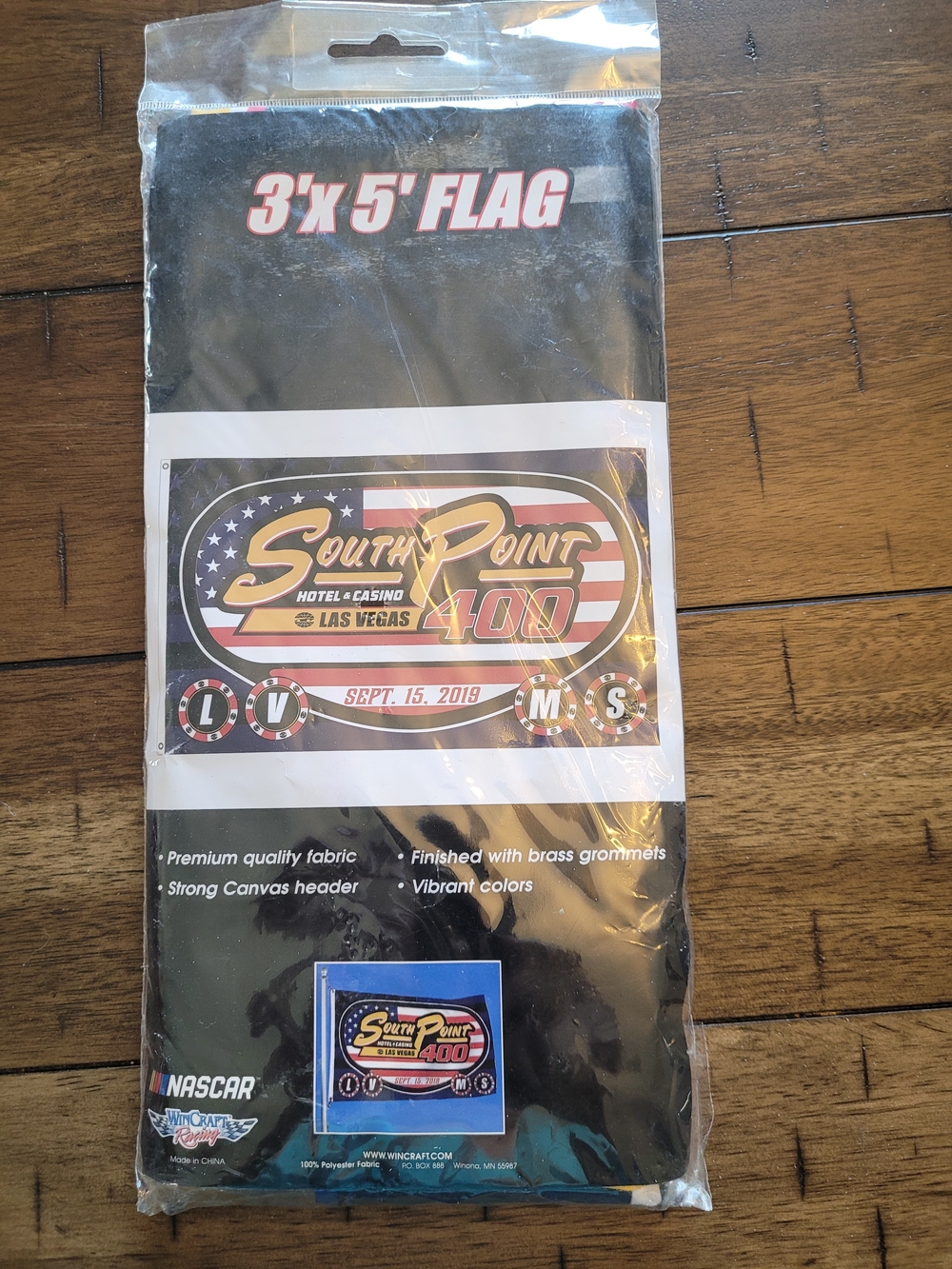 Nascar South Point 400 Flag - Black, Red, White, Gold